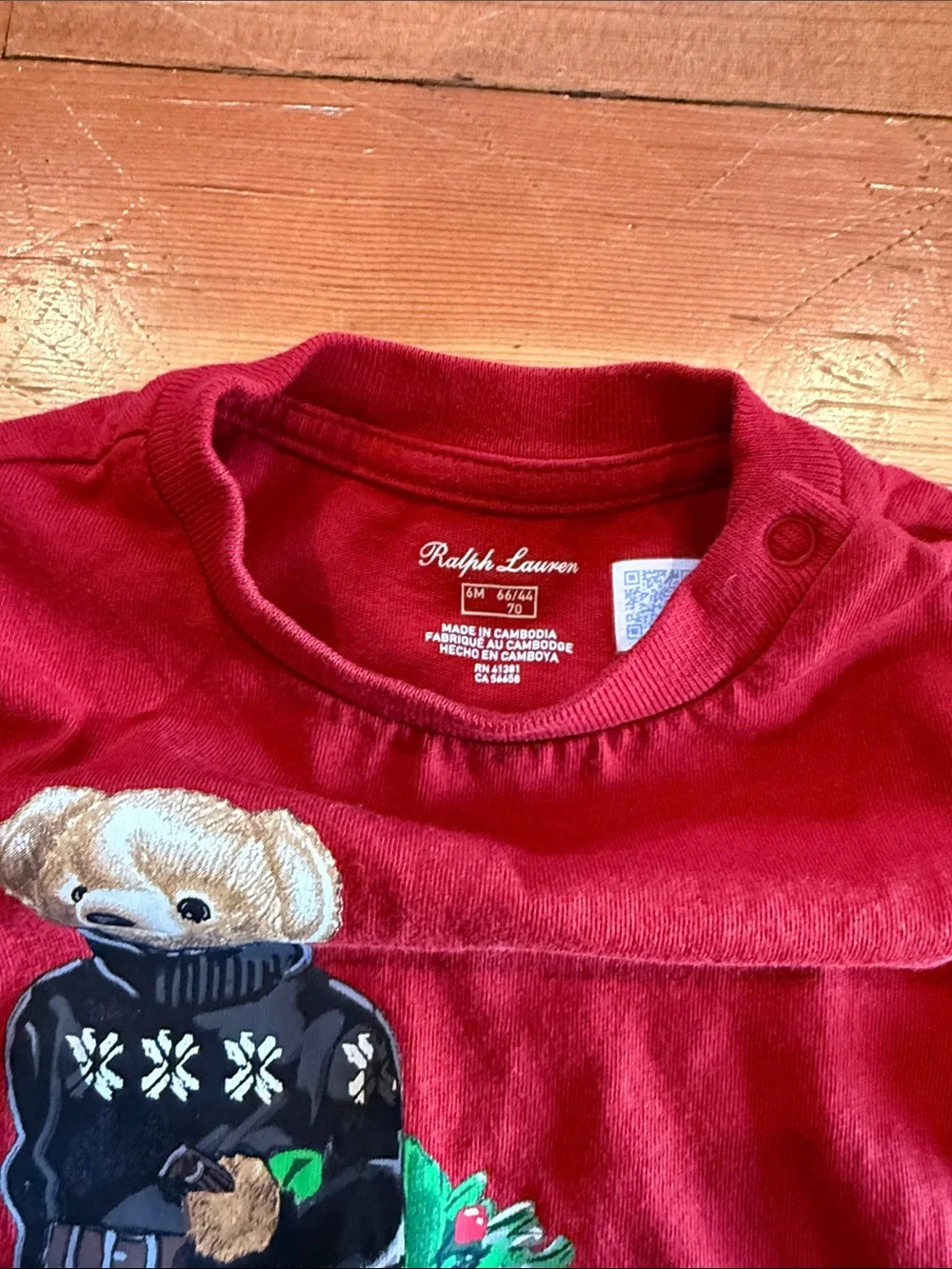 Ralph Lauren Red Bear & Decorated Tree Long-Sleeve Tee